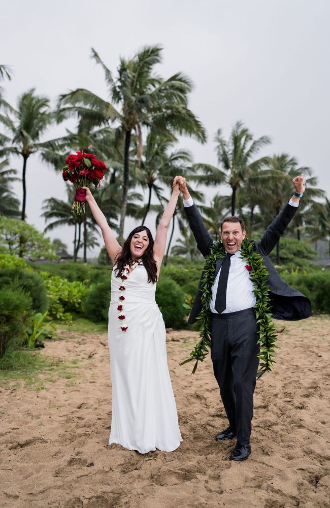 Intimate Beach Destination Wedding Hawaii Kauai Island Embrace of Aloha